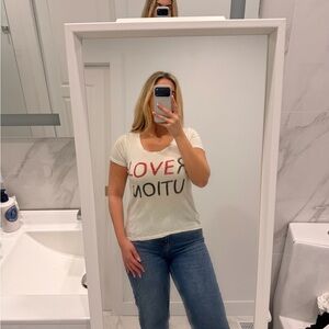 Only White and Red Graphic Tee